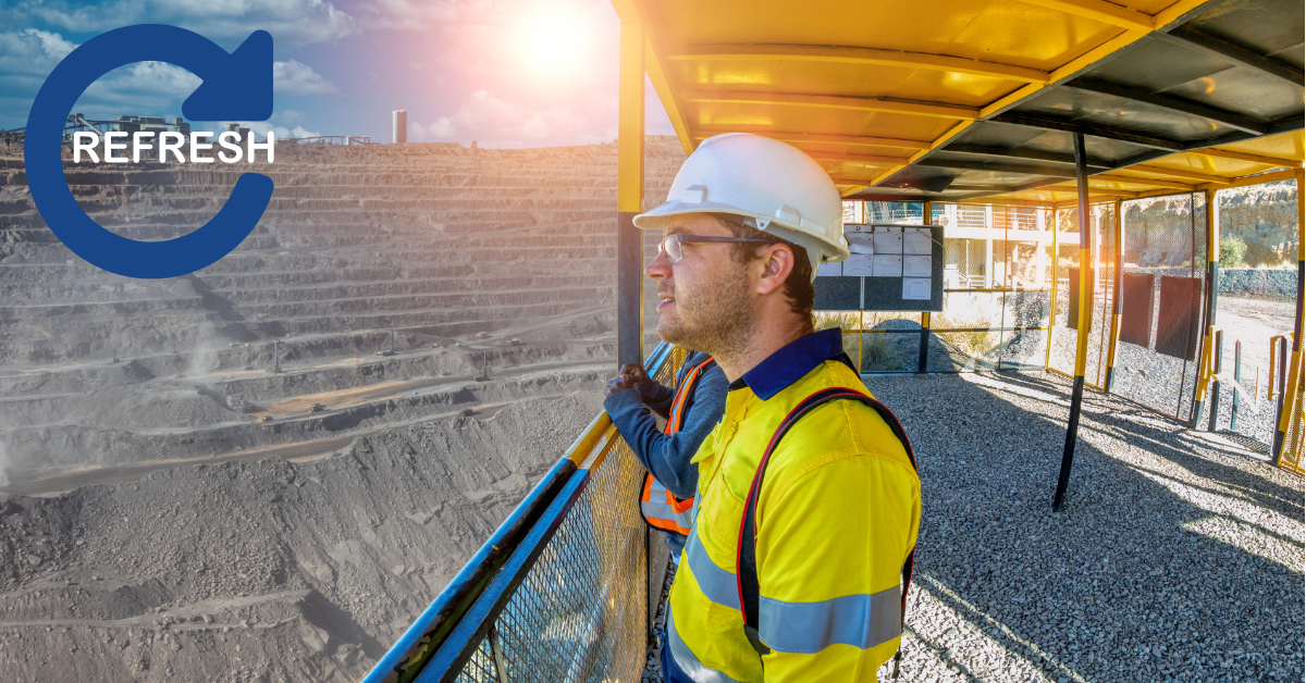 Representation of a Mining Supervisor overseeing operations in an open-pit mine – S123 Supervisor Refresher Training Course