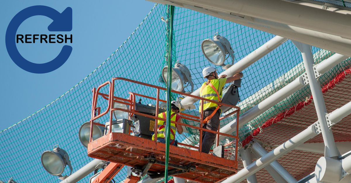 Workers performing elevated platform work with safety nets - Refresher Course